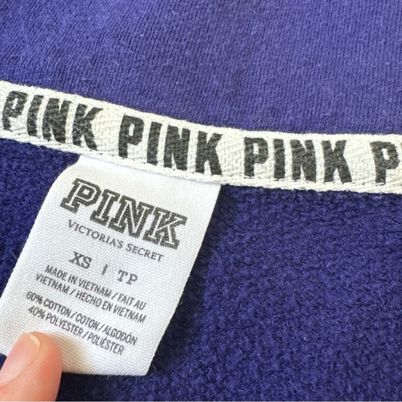 Victorias Secret Pink Half Zip Sweater Blue & Neon Green Size XS - Picture 3 of 10